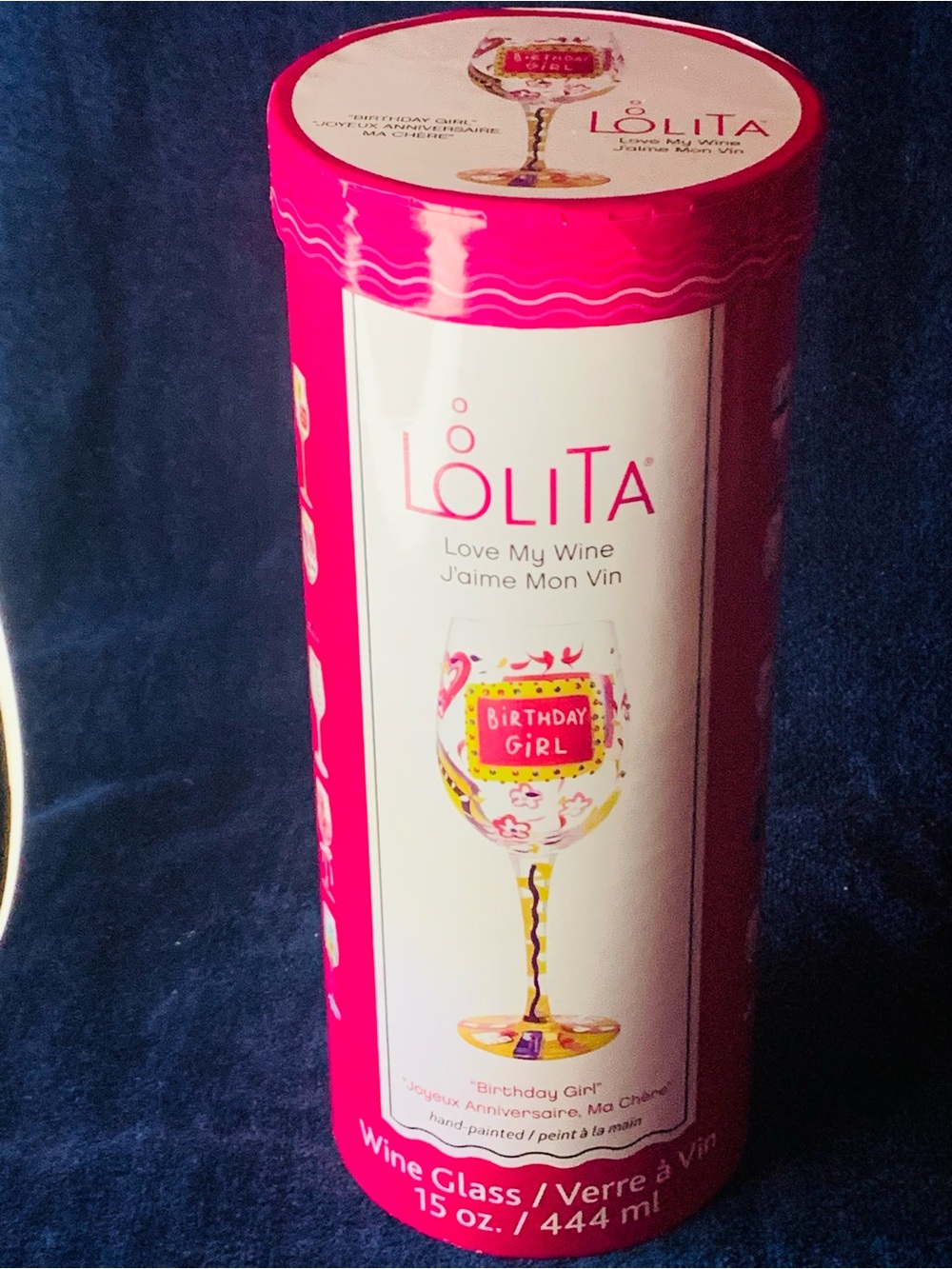 Lolita Pink Birthday Girl Wine Glass.